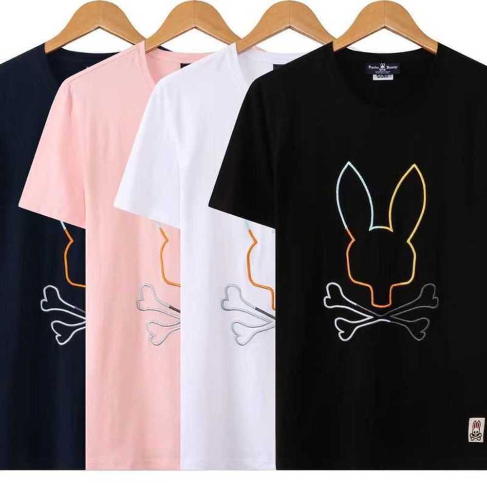 

Psycho Bunny 23 Spring/summer Skeleton Rabbit New Cartoon Pure Cotton Men's Versatile Short Sleeve T-shirt Summer Embroidery Fashion Brand Hnlj, White