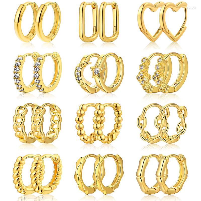

Hoop Earrings Huggie For Women Girls Cubic Zirconia Small Gold Color Cartilage Hoops Multiple Piercing