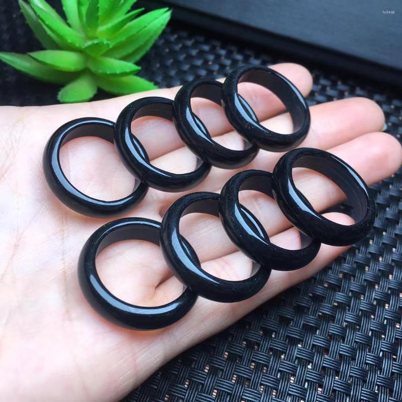 

Cluster Rings 1 Pc Fengbaowu Natural Black Agate Ring DIY For Bracelet Crystal Quartz Healing Stone Fashion Jewelry Gift Women