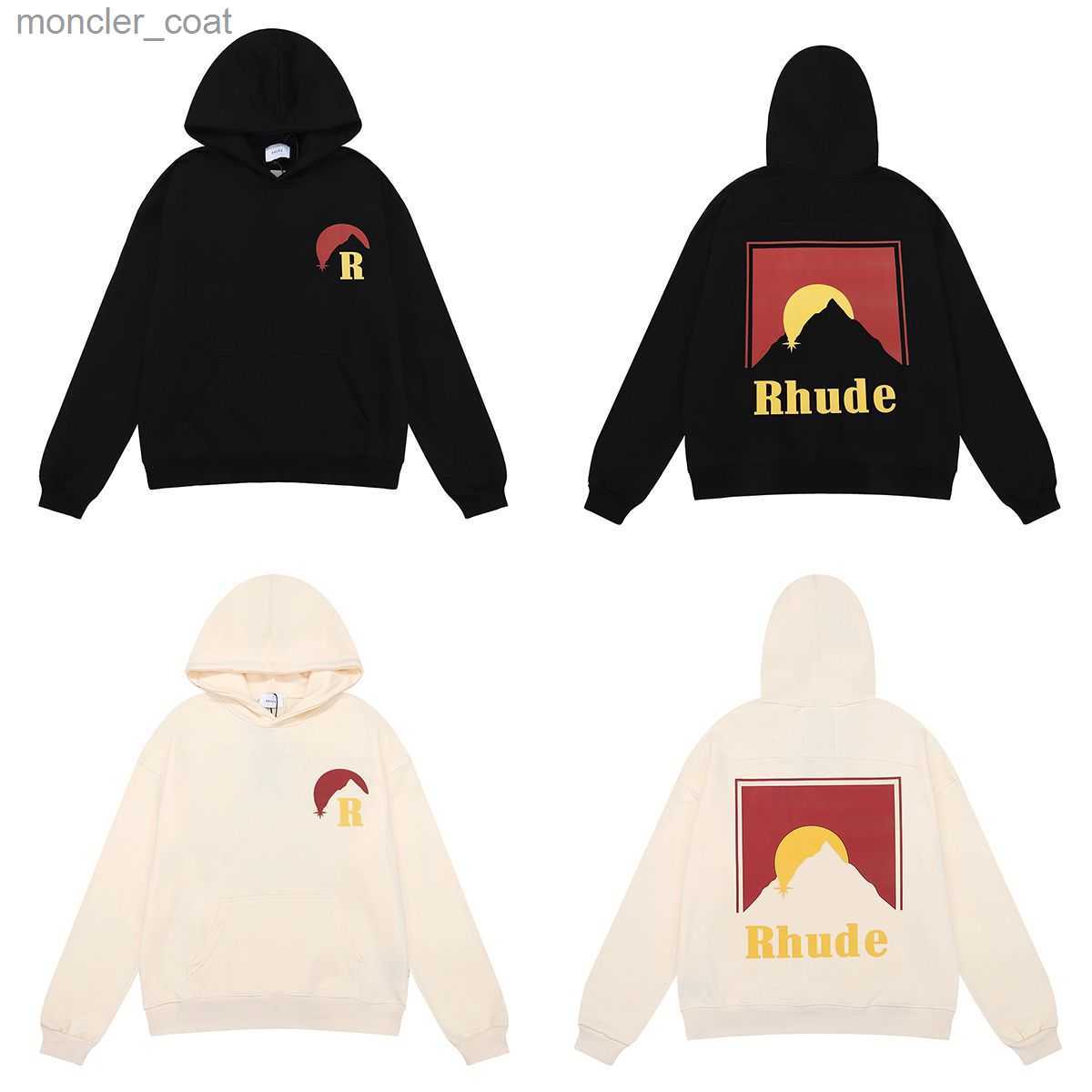 

Men' Hoodies Sweatshirts Niche Rhud Moonlight Printed High Weight Pure Cotton Terry Loose Casual Hoodie Sweater for Men and Women, Apricot 6228