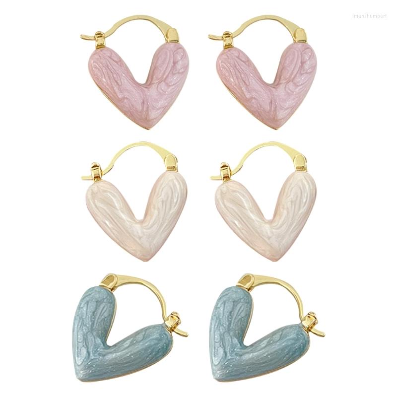 

Hoop Earrings Sweet Drop Glaze For Women Couples Fashion Simple Love Heart HXBA