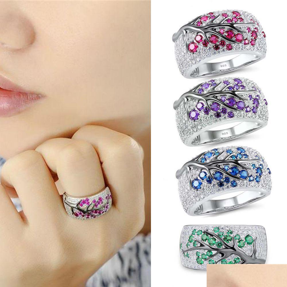 

Cluster Rings Exquisite Fashion Shiny Colorf Crystal Zircon Tree Branch Ring For Women Unique Jewelry Gift Drop Delivery Dhbto