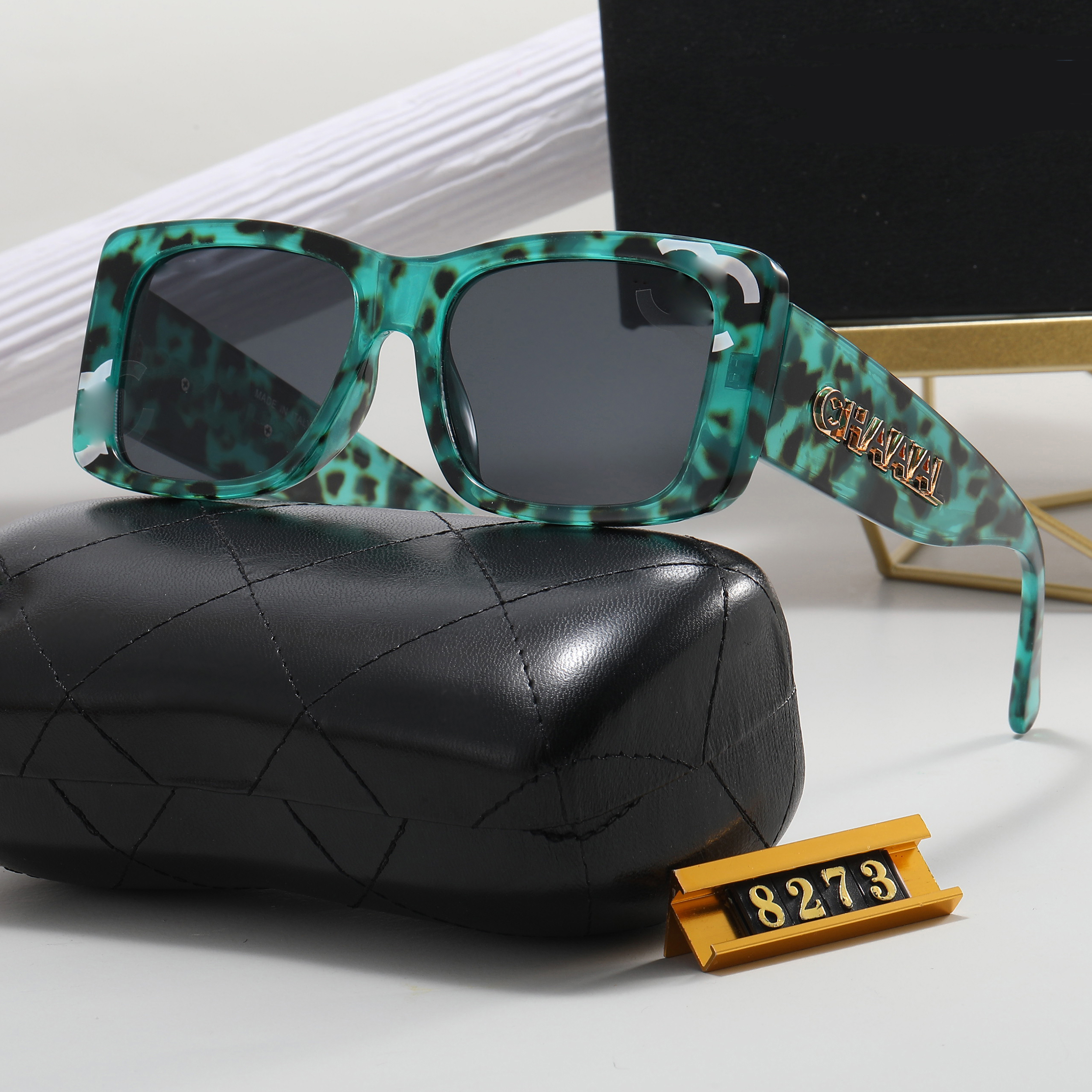 

Leopard amber elliptic Luxury designers sunglasses For Man Women Unisex Designer Goggle Beach Sun Glasses Retro Frame Luxury Design UV400 With Box
