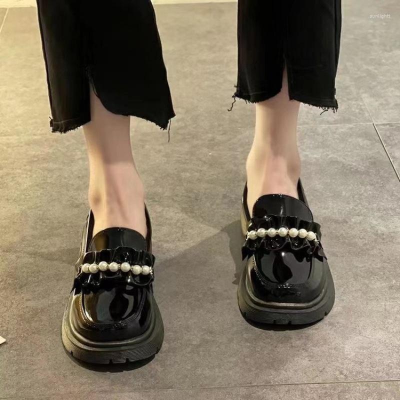 

Dress Shoes Rubber Low-Top Flat Round Toe Deep Mouth Pu Mid Heel (3-5cm) Pumps, Black