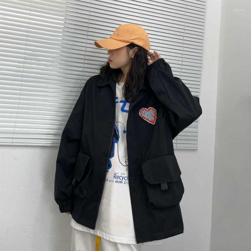 

Women's Jackets Deeptown Harajuku Fashion Korean Streetwear Black Jacket Women Oversize Baseball Female Zipper Gothic Vintage Loose Coat