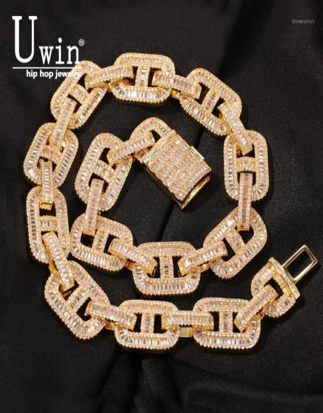 

Uwin Miami Necklaces 15mm Cuban Link CZ Baguette Prong Setting Iced Out Zircon Pave Luxury Bling Jewelry Fashion Hiphop For Men Ch5290391