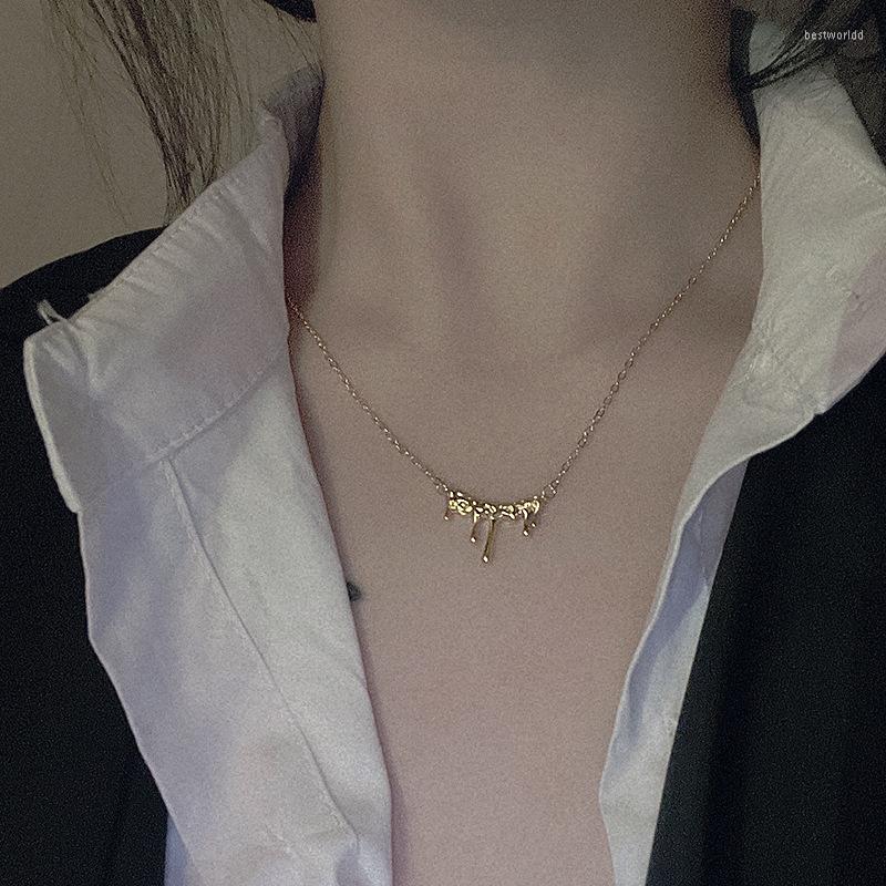 

Pendant Necklaces LUTAKU Handmade Lava Necklace For Women Irregular Concave Convex Niche French Jewelry