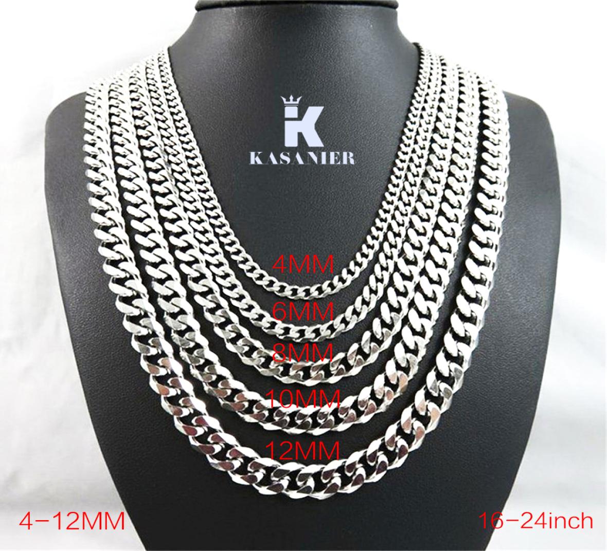 

Curb Cuban Mens Necklace Chain Silverplated Necklaces for Men Fashion Jewelry 4681012mm Feast and Party Costume Necklace1441935