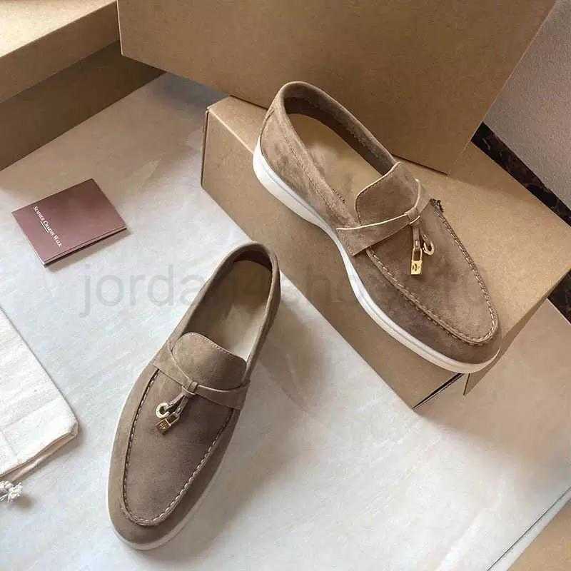 

New Luxury Designer Shoes Summer Charms Embellished Walk Suede Loafers Couple Genuine Mens Womens Leather Casual slip on flats for Men Women flat Dress shoe 5.0, 15