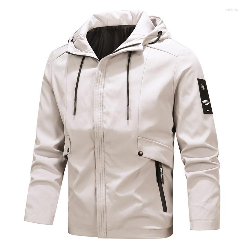 

Men's Jackets Men Windproof Outdoor Jacket 2023 Spring Autumn Hooded Waterproof Casual Coat Tactics Military Coats, Gray