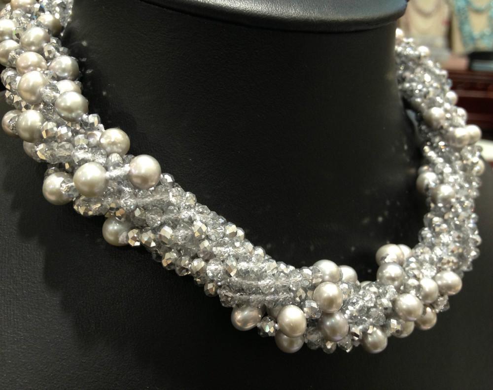 

Choker Grey Freshwater Pearl Necklace Chokers Crystal Multilayer (also Can For Long Necklace) Designer
