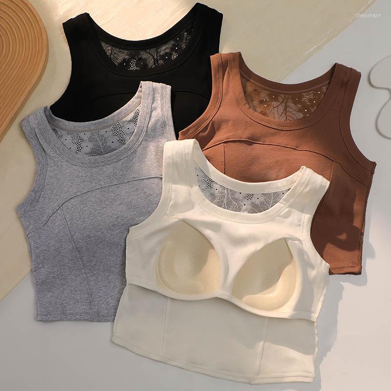 

Women's Tanks Women's Tube Tops Bra Lace Crop Top Girls Sleeveless Padded Camisole Fashion Sexy Tank For Female Underwear Breathable, Black