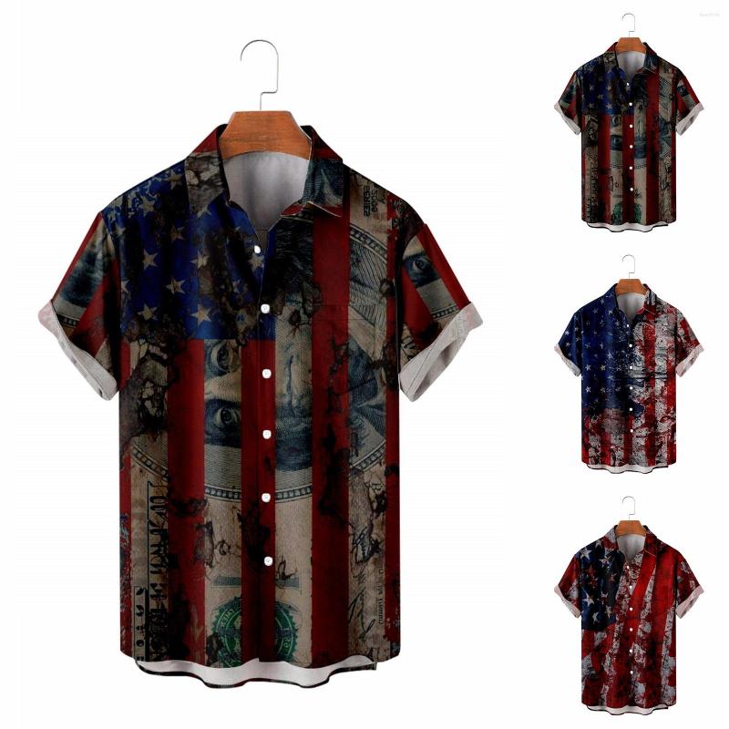 

Men's Casual Shirts Mens Flag PrintedShirts Short Sleeve Button Down Beach Shirt For Man Retro Geometric Streetwear Vintage Slim Fit, Hot pink