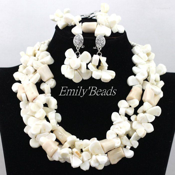 

Necklace Earrings Set Marvelous Cream White African Coral Beads Jewelry Nigerian Wedding Costume Bridal CJ551, Picture shown