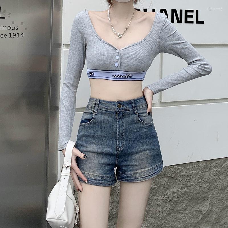 

Women's Jeans Denim Shorts Women Slim Summer All-match Streetwear High Waist Ins Trousers Sexy Sweet Lady Distressed Harajuku Chic Trendy, Blue