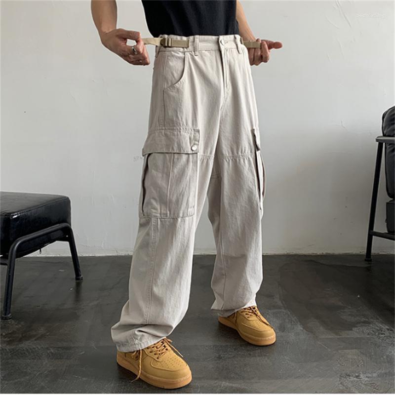 

Men' Pants Vintage Cargo Men Pocket Trousers Loose Straight, Apricot
