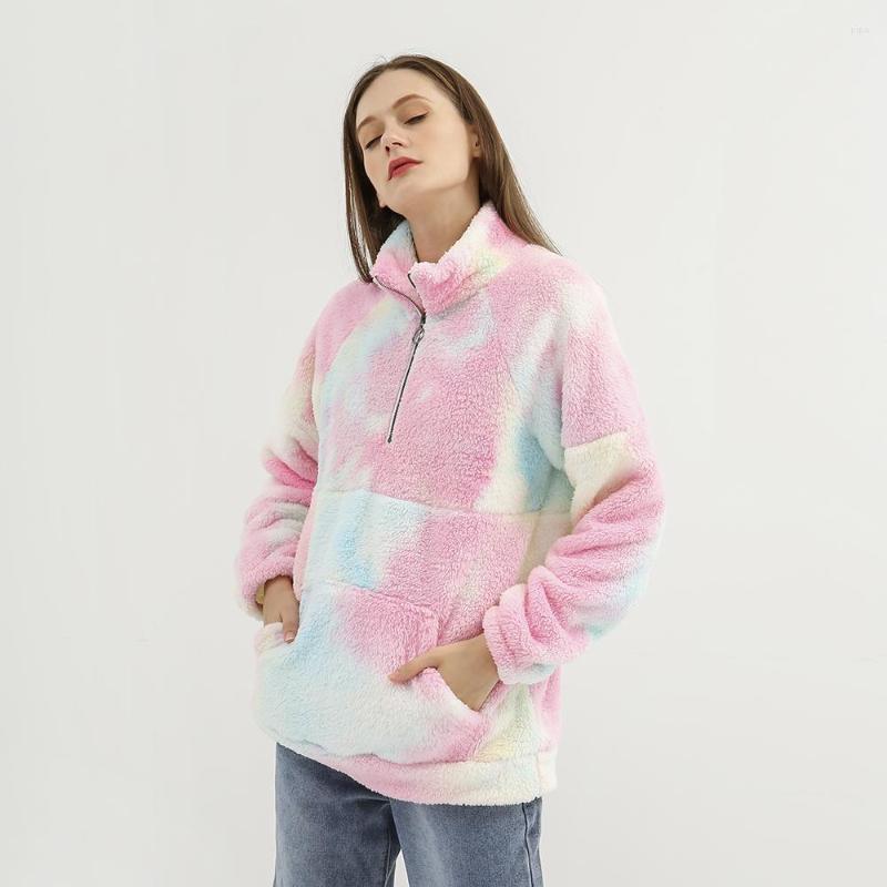 

Women' Hoodies Casual Furry Tie Dye Plus Size Hoodie Women Plush Long Sleeve Fashion Fleece Sweatshirts Loose Pullover Autumn Winter, Pink