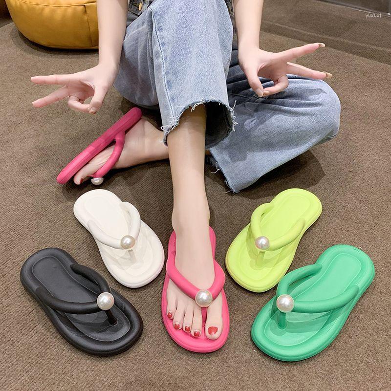 

Slippers Summer Cute Girl Pearl Flip-flops Women Shoes Fashion Outwear For Zapatos De Mujer, Black
