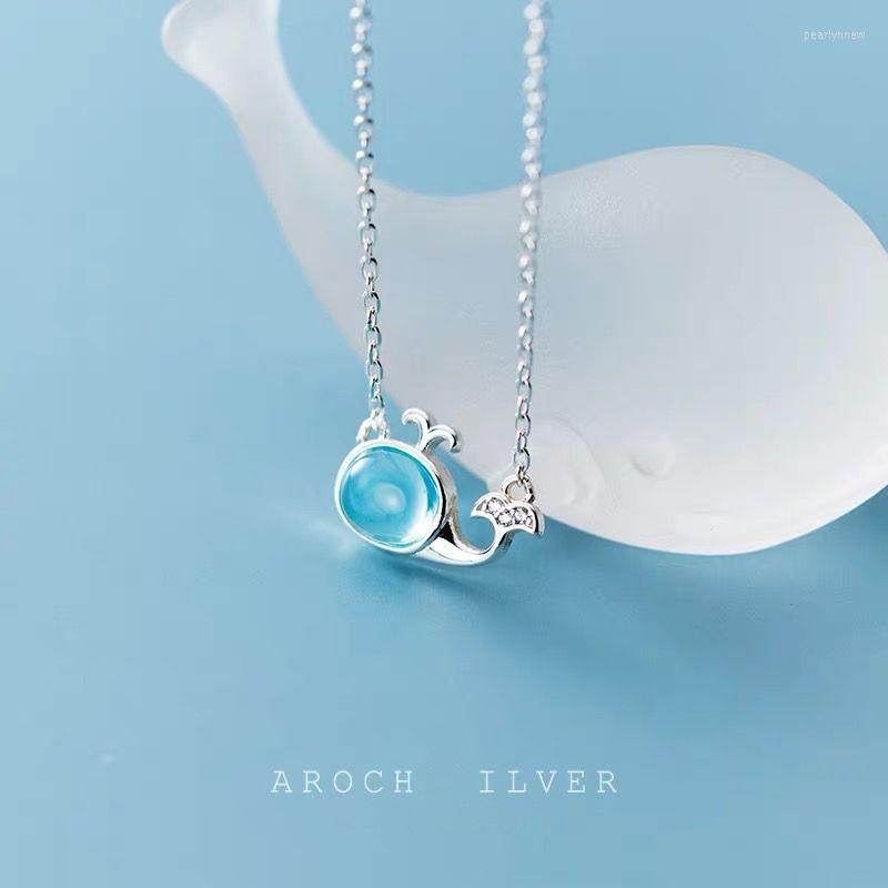 

Chains S925 Silver Necklace With Small Cute Zircon Blue Whale Short For Fashion Sweet Lady Gifts WholesaleChains