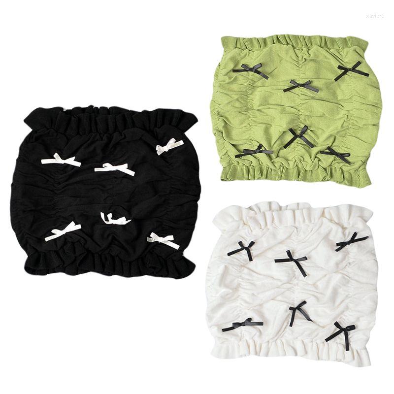 

Women's T Shirts Women Bowknot Sexy Strapless Crop Tube Top Off Shoulder Ruched Bandeau 10CF, White