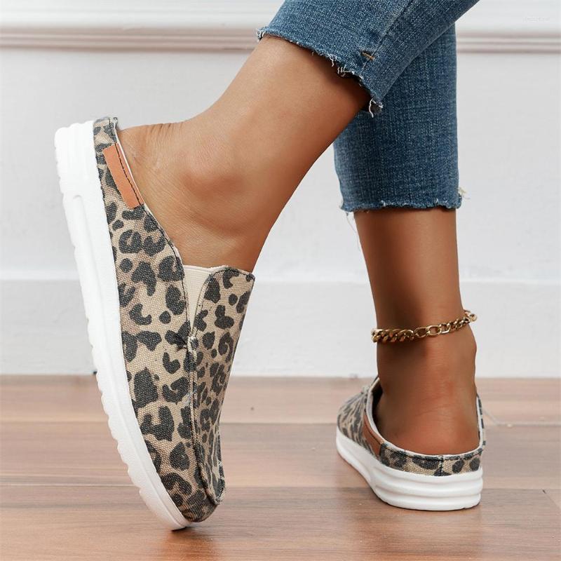 

Slippers Women's Casual Shoes Half Wrapped Summer Slip-on Walking Half-drag Female, Leopard print