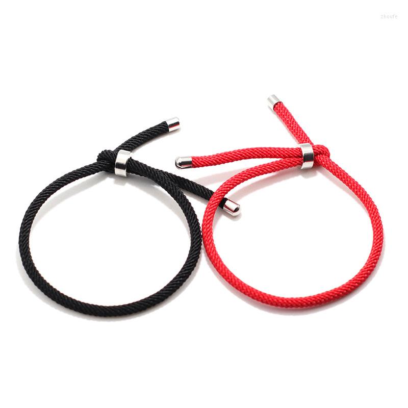 

Charm Bracelets 10Pcs/Set Rope Bracelet Unisex Stainless Steel Adjustable Braclet 4mm Nylon Cord Chain Braslet Couple Gifts For Lover
