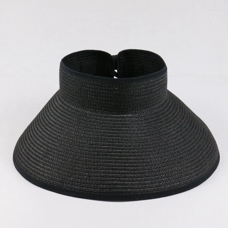 

Wide Brim Hats WZCX Solid Color Bow Foldable Shade Fashion Women Empty Top Hat Summer Outdoor Korean Version Straw Beach Cap, 01