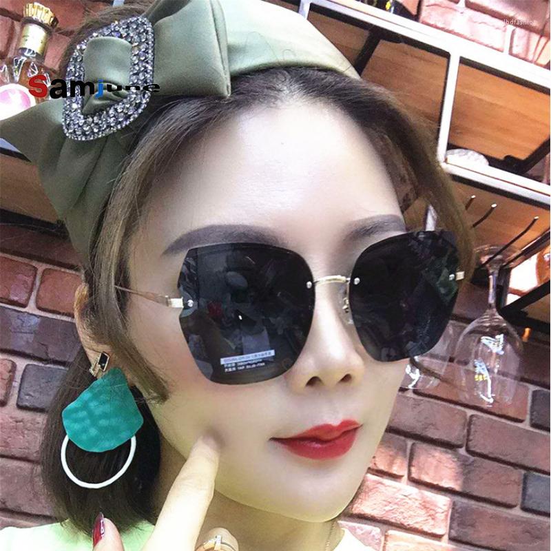 

Sunglasses Samjune 2023 Luxury Vintage Women Brand Designer Oversized Female Sun Glasses For Lady Mirror Shades UV400
