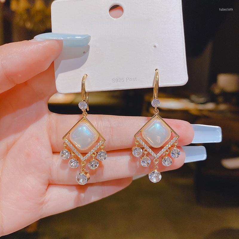 

Dangle Earrings Elegant Opal Pearl Hanging Dangling 2023 Trend Shiny Party Jewelry For Women Tassel Eardrop Fashion Korean Earring