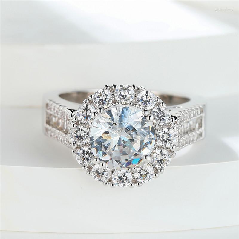 

Wedding Rings Luxury Female White Stone Ring Classic Silver Color Engagement Crystal For Women