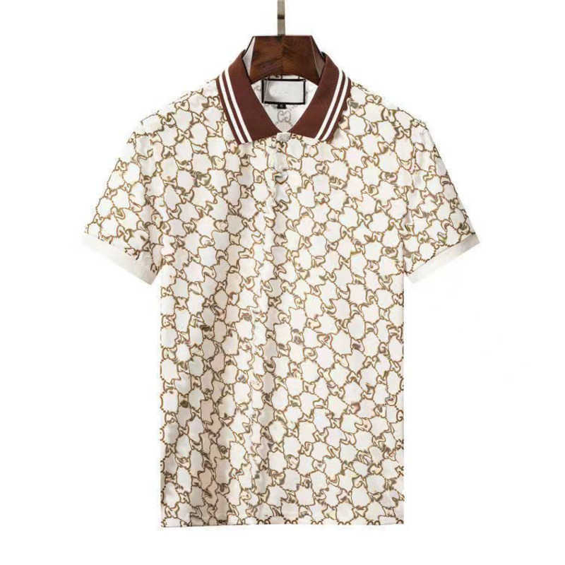 

European luxury polo shirt mens short sleeve classic printing tee designer tshirt business casual pullover top men lapel polos, No.1