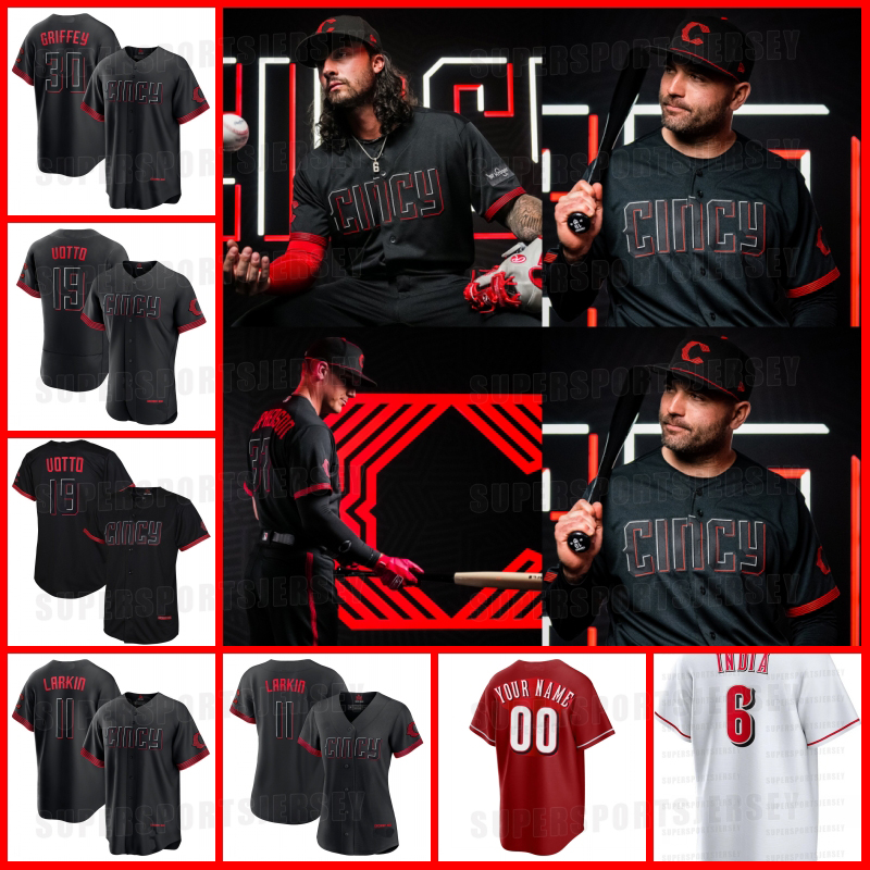 

Cincy Reds Baseball Jersey 2023 City Connect 51 Graham Ashcraft 6 Jonathan India Cincinnatis 4 Wil Myers 19 Joey Votto Tyler Stephenson, Black
