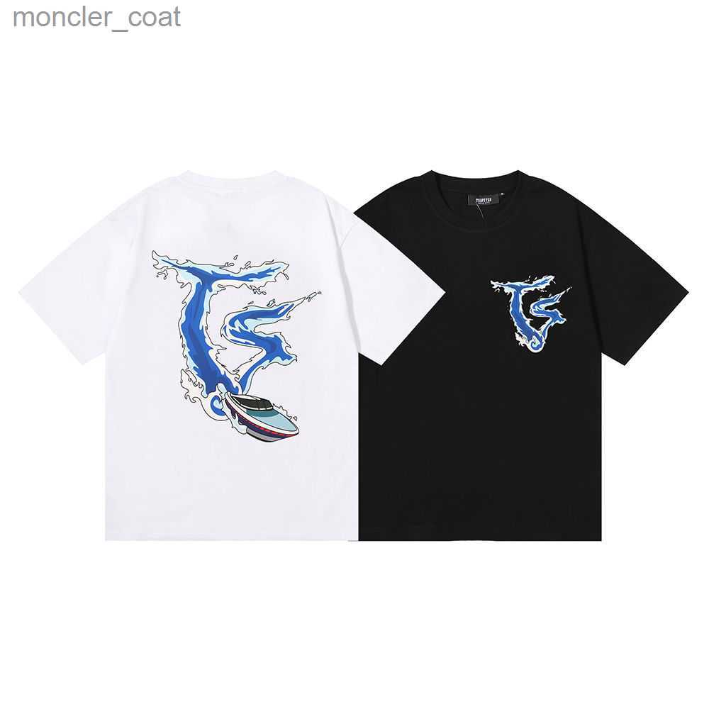 

Men' T-shirts Small and Trendy Trapstar Speedboat Spray Print 100% Cotton Loose Casual Short Sleeved T-shirt for Both Men Women, White aq1016