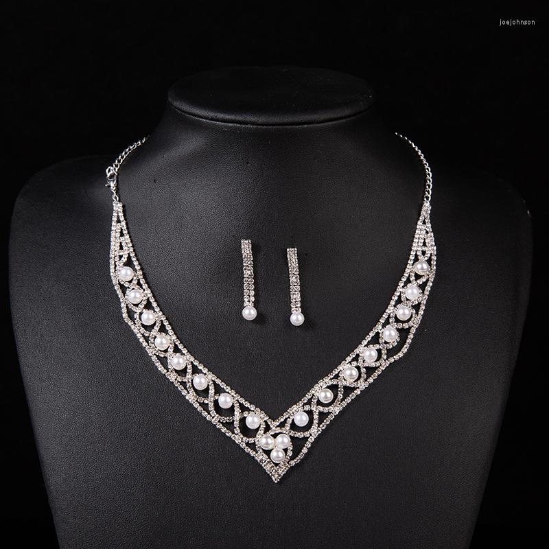 

Necklace Earrings Set Luxury Fashion 2023 Necklaces Tiara Rhinestone Crystal Pearl Wedding Bride Party Wholesale Bridal, Picture shown