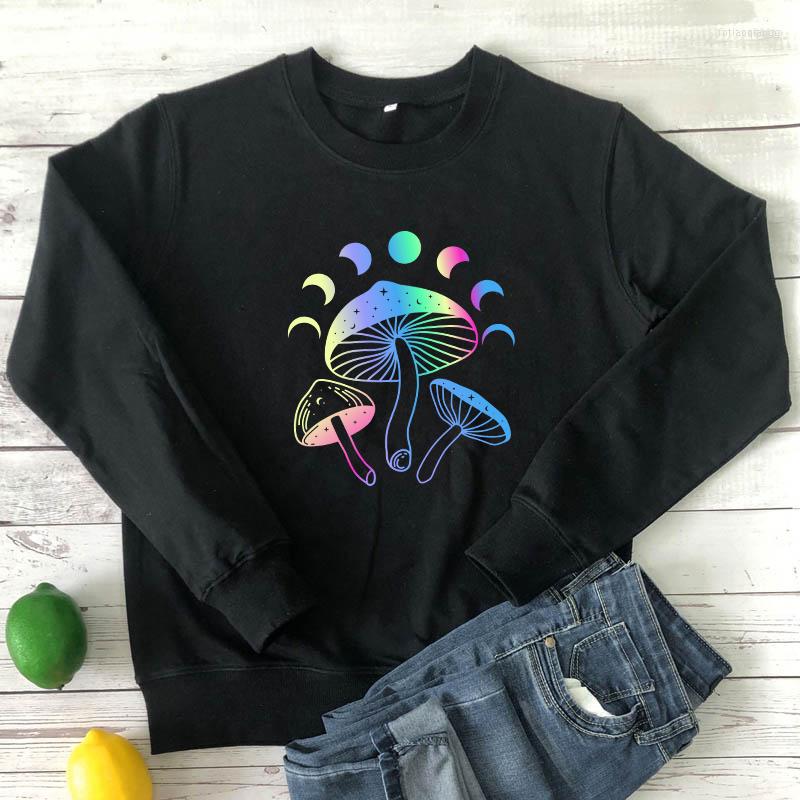 

Women' Hoodies Mushroom Moon Phases Sweatshirt Vintage Women Long Sleeve Jumper Nature Pullovers, Black