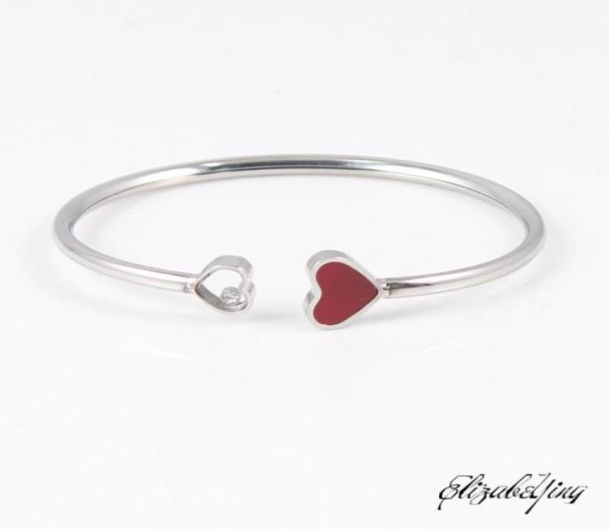 

Bangle 316L Stainless Steel Bracelet For Women With 2 Pieces Heart Charm Bracelets Party Jewelry Blue Enamel Femme16898481