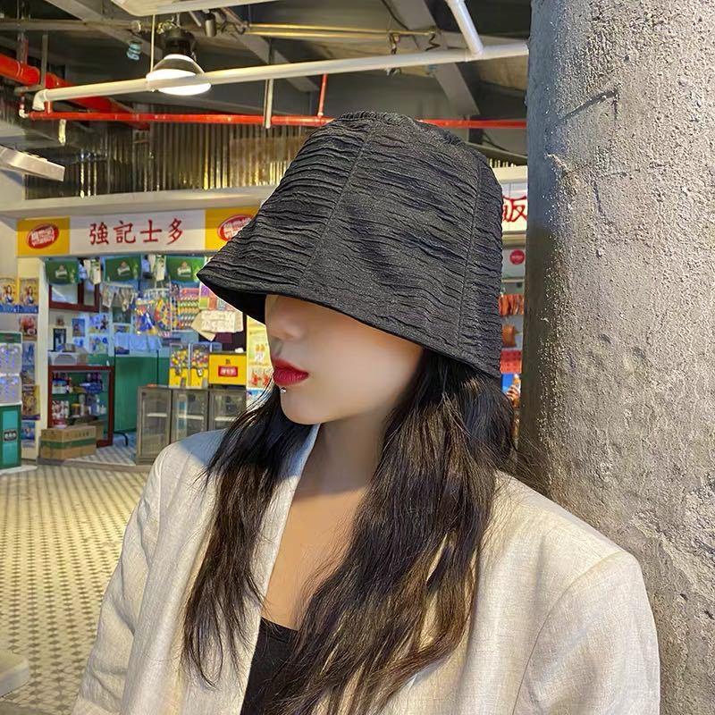 

Berets Summer Women Bucket Hat Solid Color Cotton Foldable Panama Cap Outdoor Casual Lady Girl Sun Visor