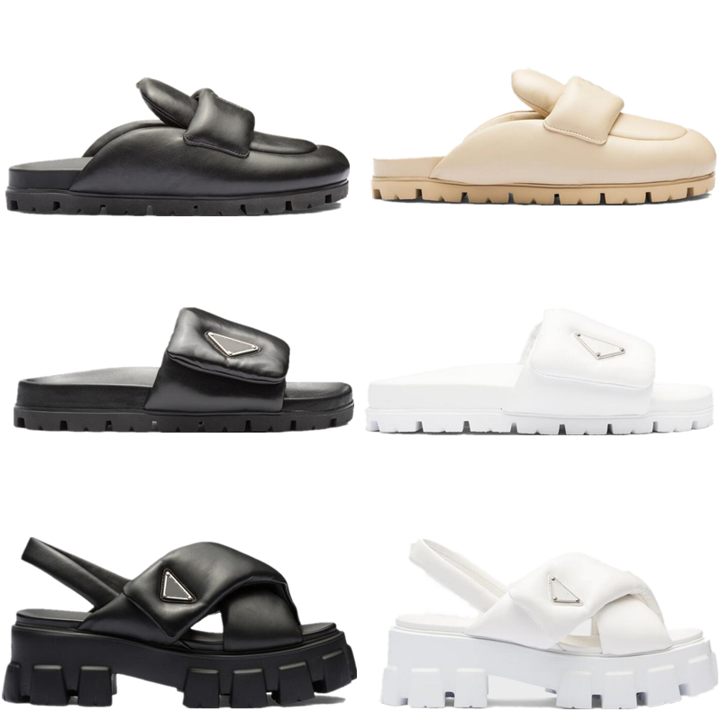 

Designer Womens Slide Soft Lined Soft Sheepskin Leather Slippers Muller Shoes Fashion Beach Flat flip-flops Monolith Slippers