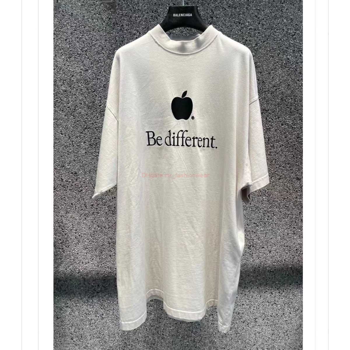 

Designer Fashion Clothing French Paris BB Luxury TShirt Tees paris 23fw Be Different Apple Embroidery Washed Old Damaged Short Sleeve Round Neck Tshirt Casual cotto, Wash black