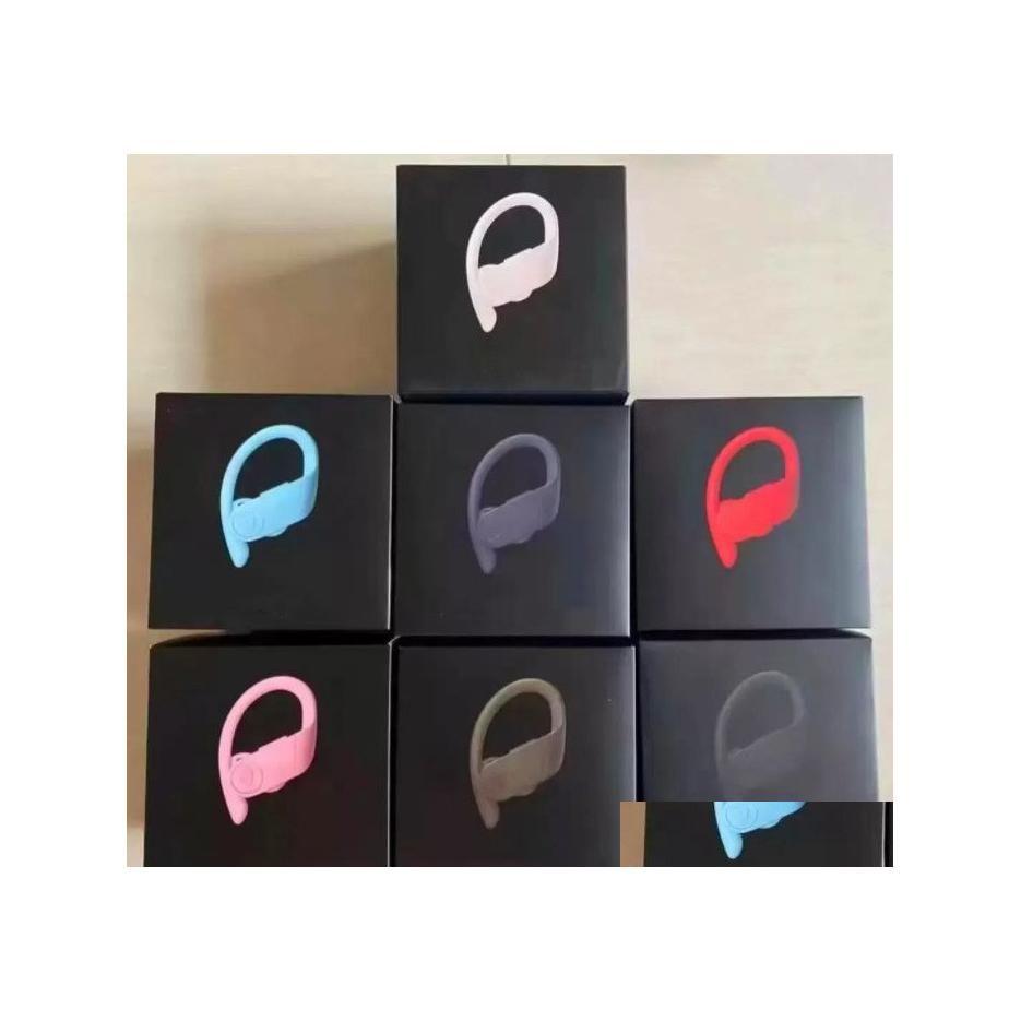 

Cell Phone Earphones Bluetooth Wireless Headsets Sport Ear Hook Hifi Earbuds With Charger Box Power Display Pro Drop Delivery Phones Dhqok, Black
