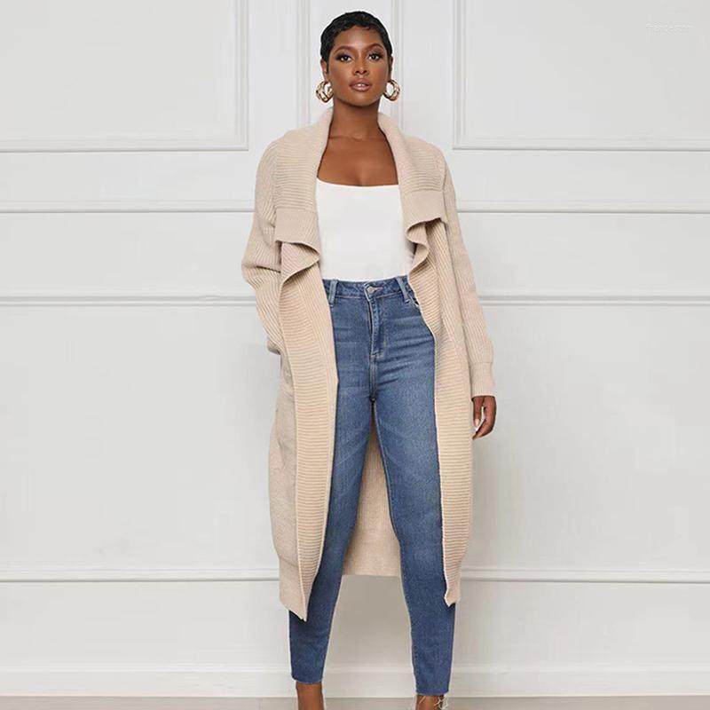 

Women's Knits Casual Knited Solid Fashion Long Coats Sweaters 2023 Streetwear Winter Sweater Clothes Warm Women Cardigan Wholesale, Yellow