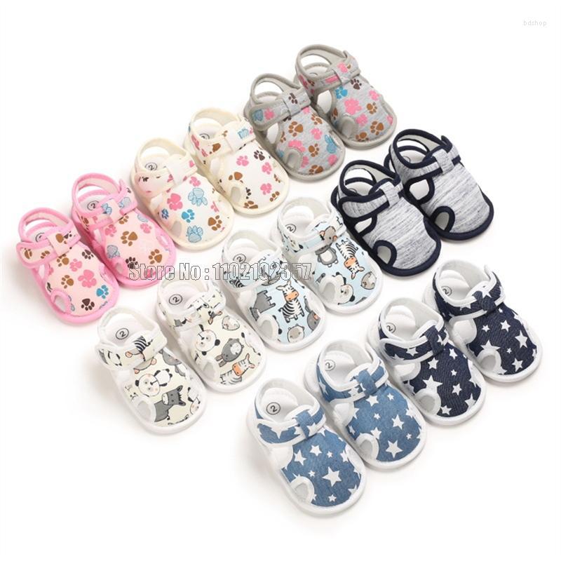 

First Walkers Born Infant Baby Girls Boys Summer Casual Sandal Cotton Print Cool Soft Shoes, Star blue