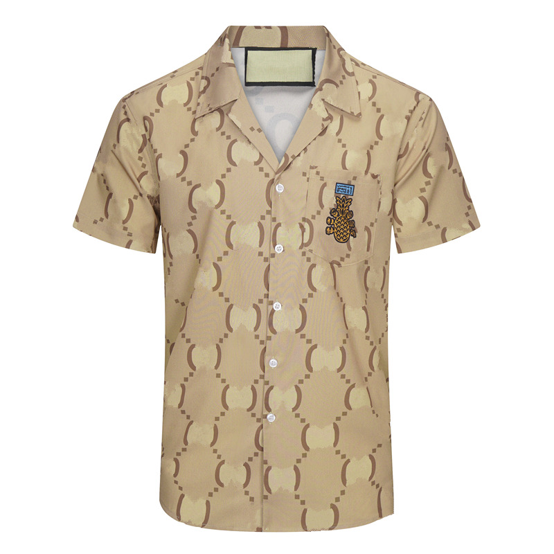 

2023 Designer men Business shirt spring and summer fashion casual Tshirt street hip-hop man shirt printing pattern unisex Sleeve Dress Shirt bowling shirt