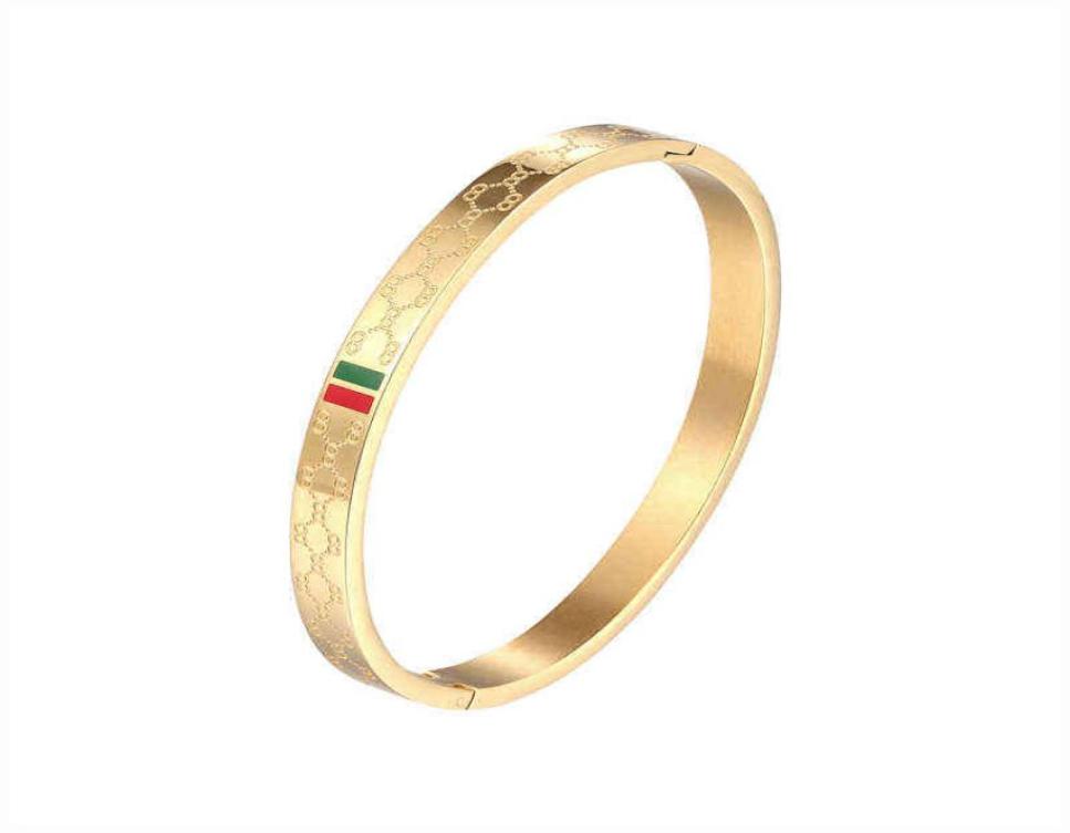 

Trendy Bangle for Women Red and Green Charm Stainless Steel Gold Plating Jewelry Lover Luxury Wedding Female5141128
