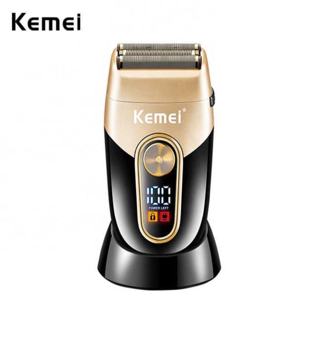 

Electric Shavers Kemei Rechargeable Barber Foil Shaver Shaper Finishing Blending Bald Head Razor 3 mesh blade Super Close Shave wi6898653