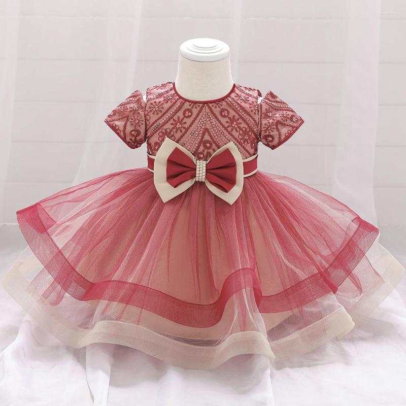 

Girl Dresses Year Infant Baby Dress Beading Bow Christening Gown Clothes 1st Birthday For Princess Christmas Costume, Navy