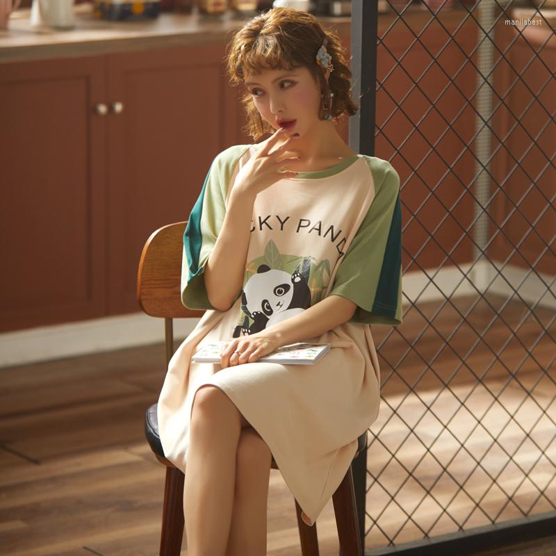 

Women's Sleepwear Korean Cute Nightwear Women's Sleeping Shirt Cotton Round Neck Pajamas Night Dress Female Nightgowns Camisola Feminina, Style 18
