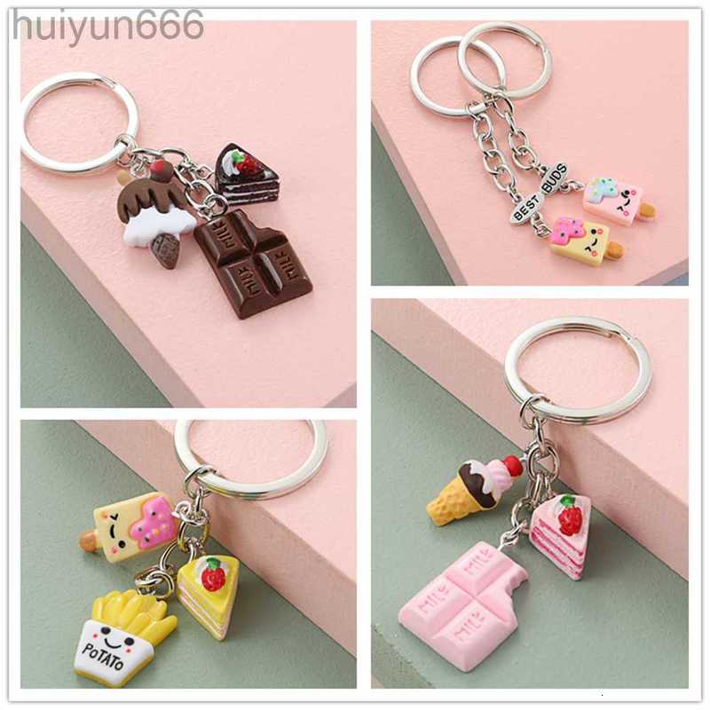 

Lovely Dessert Keychain Afternoon Tea Key Ring Ice Cream Chocolate Cake Potato Food Key Chain Women Girl Gifts Handmade Jewelry