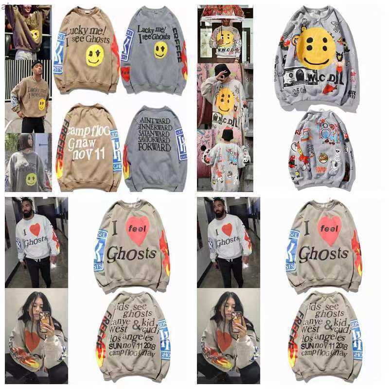 

Mens Hoodie Lucky Me i See Ghosts Print Hoody Men Women Autumn Winter Cotton Sweatshirts Tour Series