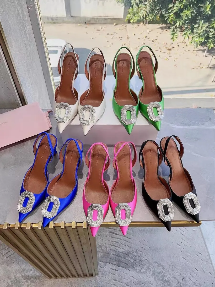 

Designer sandals Womens Wedding Heels Dress Shoes Satin pointed slingbacks Bowtie pumps Crystal sunflower flower high heeled shoe Women sandal brand shoe